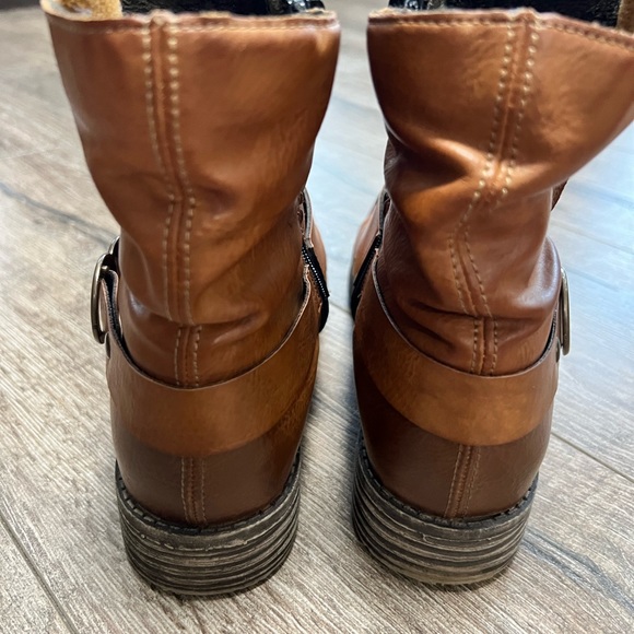 Reiker Tan Leather Heeled Ankle Boots With Buckle Detail Size 39 - Picture 4 of 7